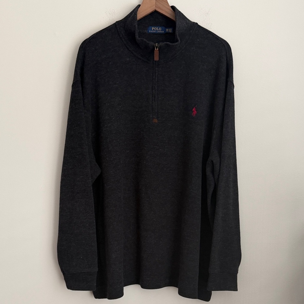 Polo Ralph Lauren men grey quarter zip pullover 2XB